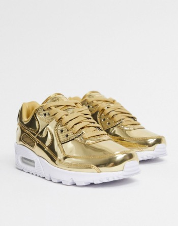 Nike Air Max 90 Liquid Metal Zlatne - Ženske Tenisice | 61938TVQM